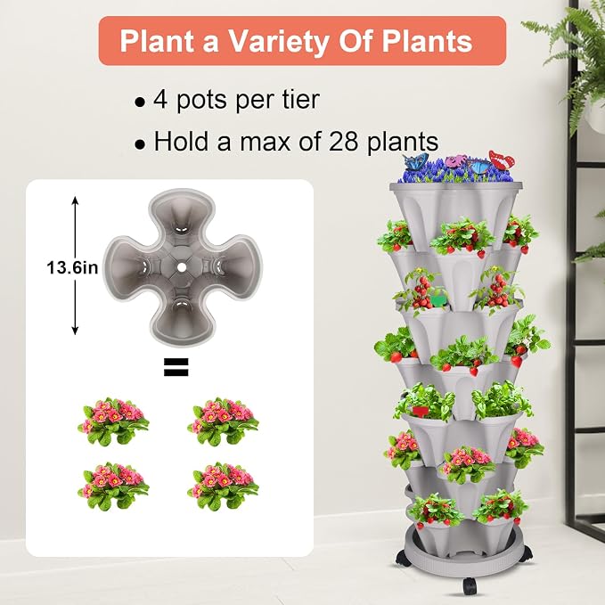 DUNCHATY Stackable Planter, Vertical Strawberry Planter - Image 6