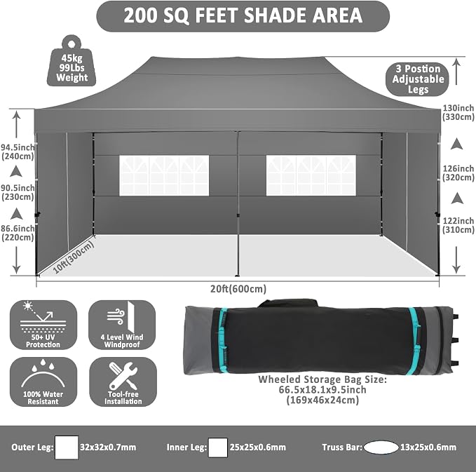 COBIZI 10x20 Pop Up Canopy - Image 4