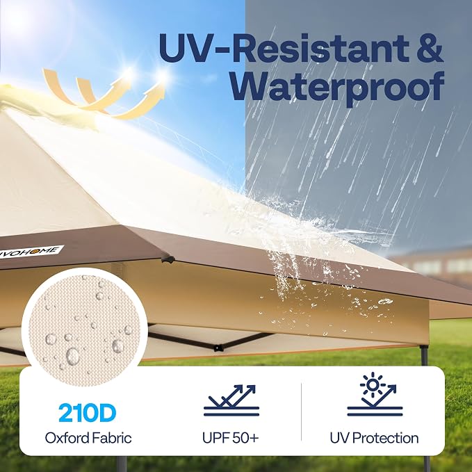 VIVOHOME10x10ft Pop Up Canopy Tent One Push Setup Outdoor Portable Shelter Tent - Image 3