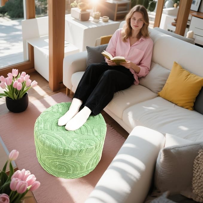 Asuprui Plush Fabric Ottoman Footrest – 20"x14" Soft Foam Pouf - Image 7