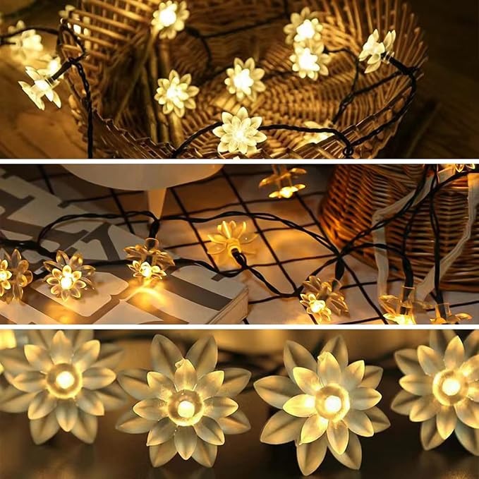 ITICdecor Solar Flower String Lights Outdoor Waterproof 50 LED Upgraded Flower - Image 5