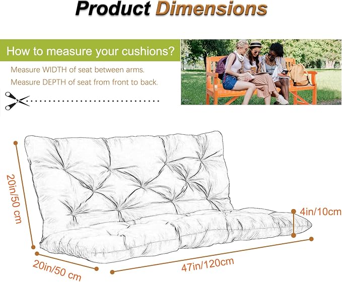 2-3 Seat Swing Replacement Cushion, Outdoor Bench Cushions - Image 5