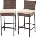 ECOTOUGE Patio Bar Stools Set of 2, Wicker Barstools by ECOTOUGE