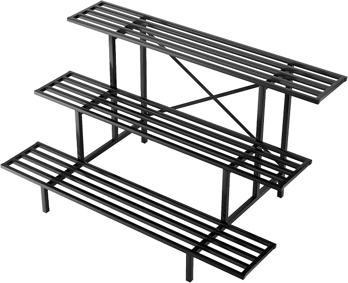 Zhongma 3 Tier Sturdy Metal Plant Stand, L45.67 x W26 x H23.6 inch, Heavy Duty by Zhongma