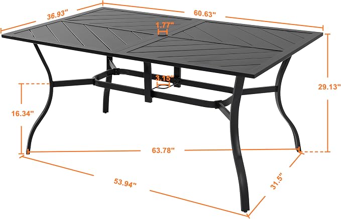 NUU GARDEN 6-Person Outdoor Dining Table, All Weather Patio Table - Image 2
