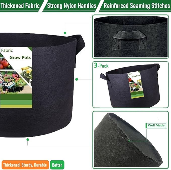 3-Pack 75 Gallon Thickened Plant Grow Bags Large Heavy Duty Garden Bag Fabric - Image 6