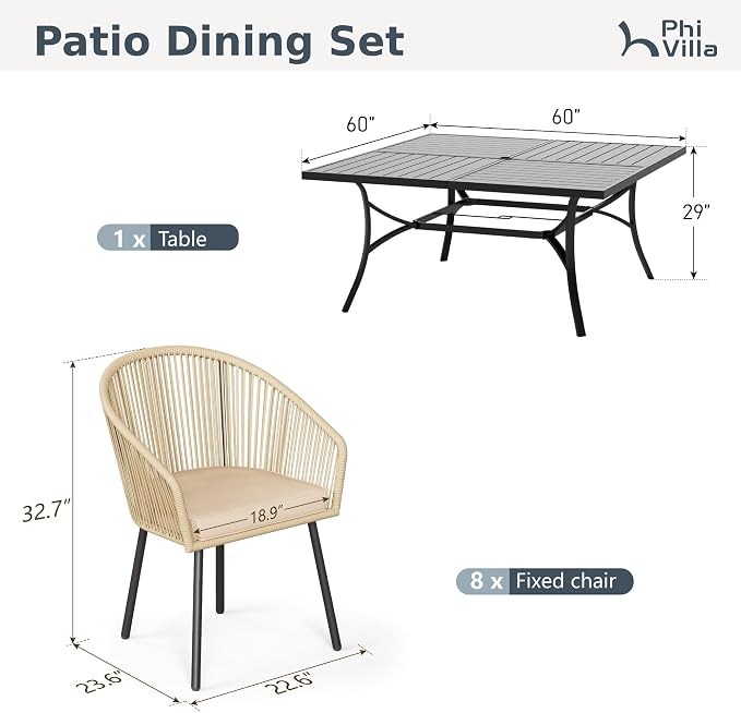 PHI VILLA 9 Piece Outdoor Dining Set - Image 9