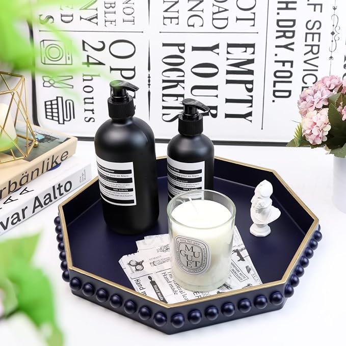 Navy Blue Octagonal Plastic Serving Tray - Image 3