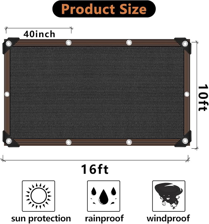 Garden Shade Cloth, 80%-90% Resistant Sun Shade Neting Mesh Tarp - Image 2