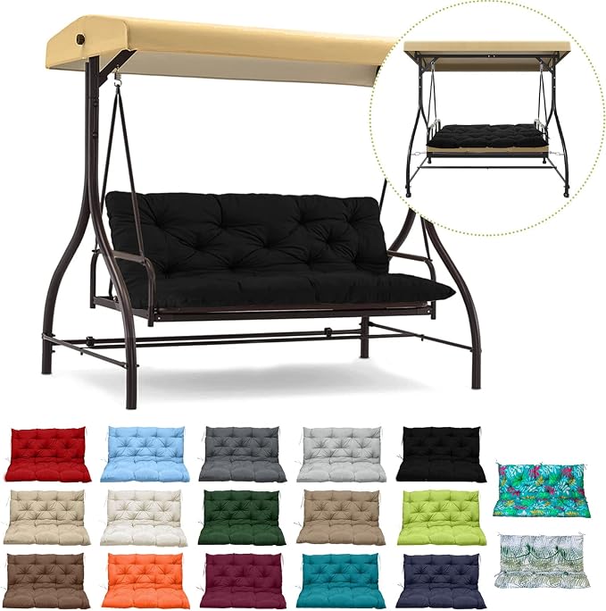 Waterproof Porch Swing Cushion Replacement, 2–3 Seat Swing Seat Cushion by RUFXIEZW
