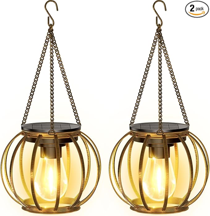 KOOPER Solar Lanterns Outdoor Waterproof, Upgraded Bronze Metal Hanging Solar by KOOPER
