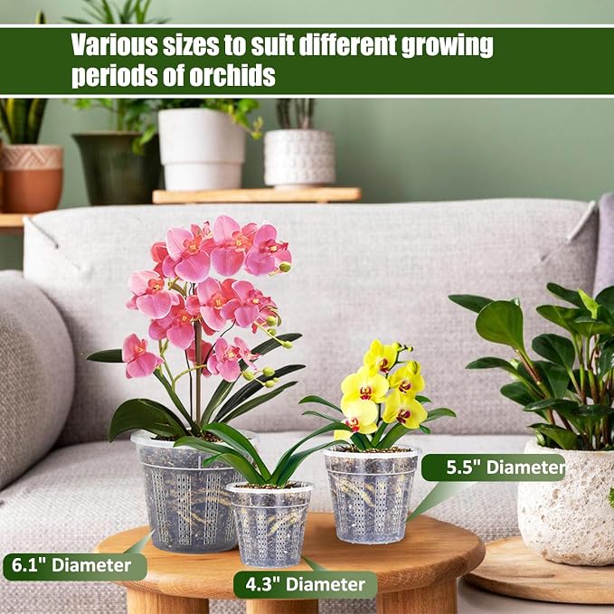 Orchid Pot, 3 Each of 4.3", 6.1" Orchid Pots - Image 6