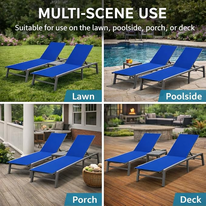 Kozyard 2-Pack Outdoor Lounge Chairs, Foldable Aluminum Frame Patio Chaise - Image 7