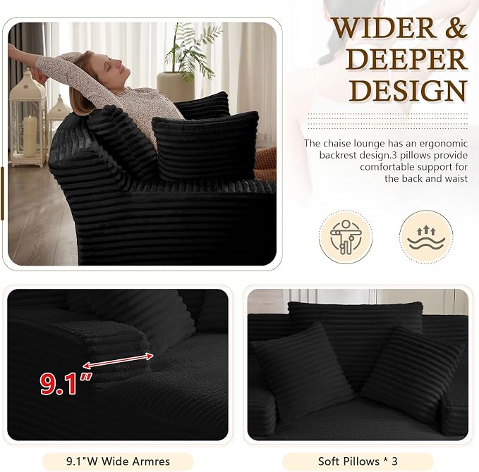 ODUWA Oversized Chaise Lounge Chair Indoor, Sofa Bed - Image 3