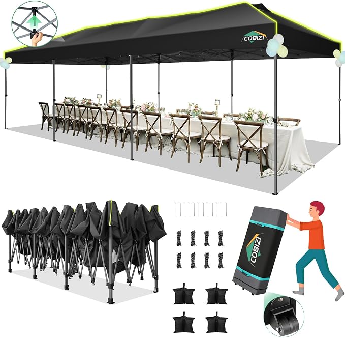 COBIZI 10x30 Pop Up Canopy Tent Without Removable Sidewalls, One Push Party by COBIZI