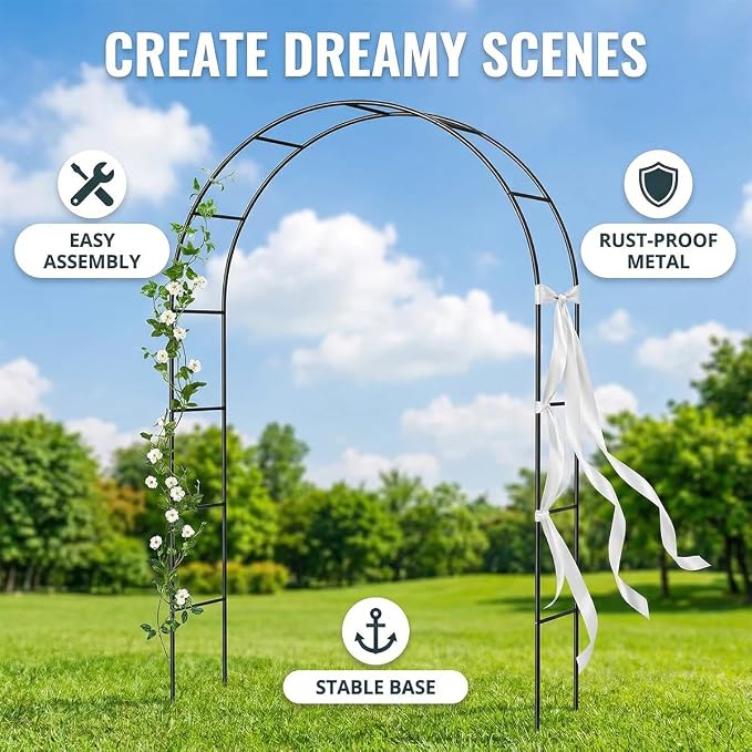 Galvanized Metal Arbor, 4.6 Feet Wide x7.6 Feet High Heavy Duty Garden Arch - Image 2