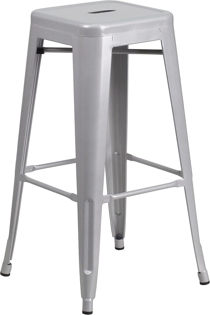 Flash Furniture Commercial Grade 30" High Backless Silver Metal Indoor-Outdoor by FlashFurniture
