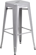 Flash Furniture Commercial Grade 30" High Backless Silver Metal Indoor-Outdoor by FlashFurniture