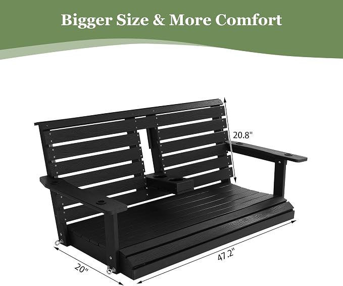Poly Lumber 2-Seat Porch Swing, HIPS 4.5-Feet Bench Swing - Image 5