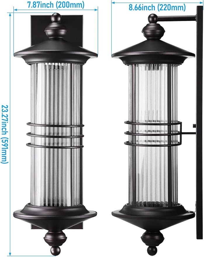 LEONLITE Large 23 Inch Outdoor Wall Lights, Classical Style Wall Lantern - Image 7