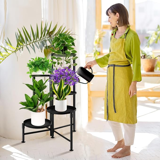 5 Tier Plant Stand Indoor, Metal Corner Plant Shelf Outdoor, Foldable Tall - Image 7