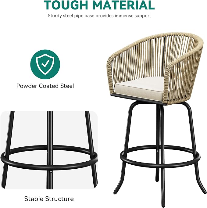 YITAHOME Counter Height Bar Stools Set of 4, Outdoor Bar Stools - Image 8