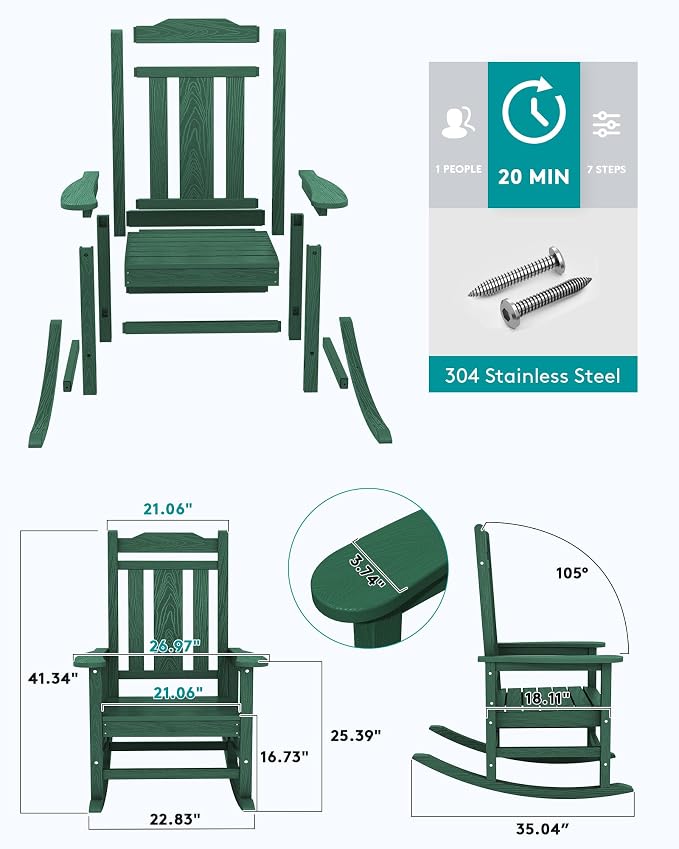 SERWALL HDPE Outdoor Rocking Chair - Image 3