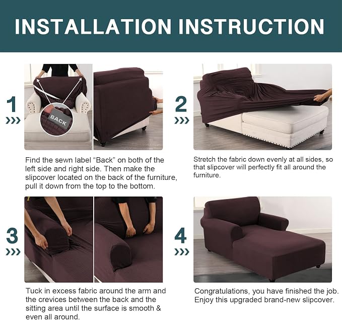 FantasDecor Chaise Lounge Cover Stretch Chair Lattice Slipcover - Image 7