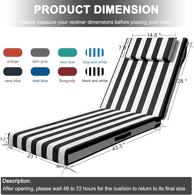 Outdoor Lounge Chair mat, 71 inches x 21 inches, Waterproof Chaise Lounge - Image 2