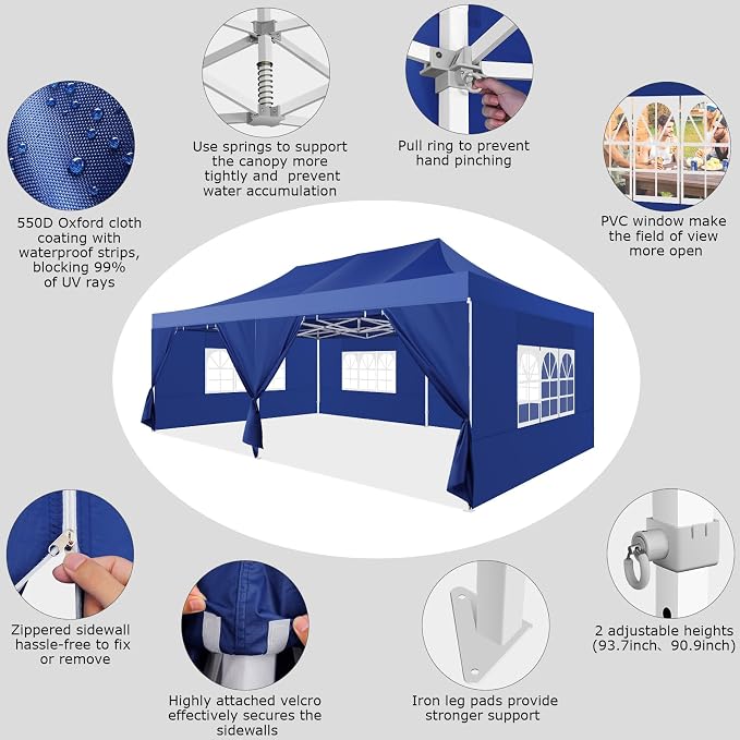 COBIZI Pop up Canopy Tent 13x26 Heavy Duty Gazebo - Image 2