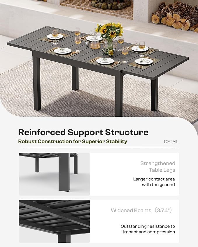 Expandable Outdoor Patio Dining Table Set - Image 6