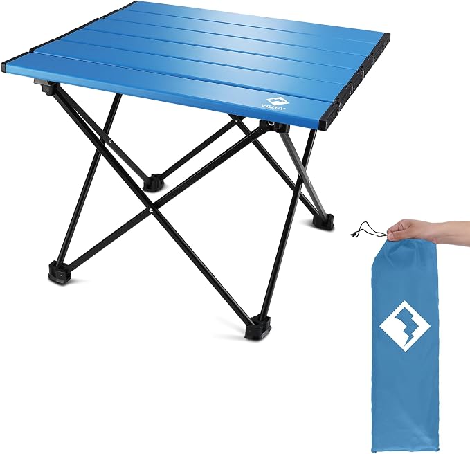VILLEY Portable Camping Side Table, Ultralight Aluminum Folding Beach Table by VILLEY