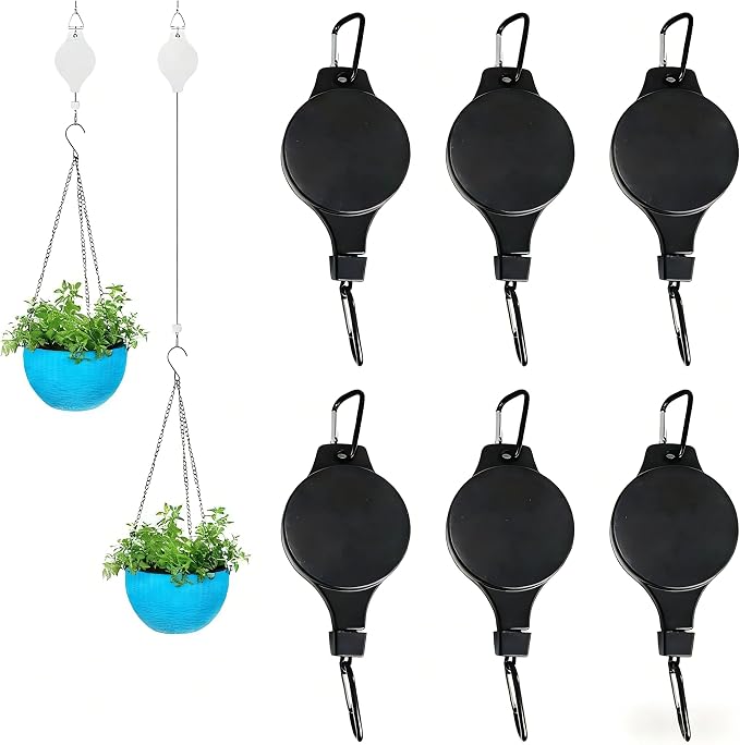 6PCS Retractable Hanging Plant Pulley Hook by HOGXUAE