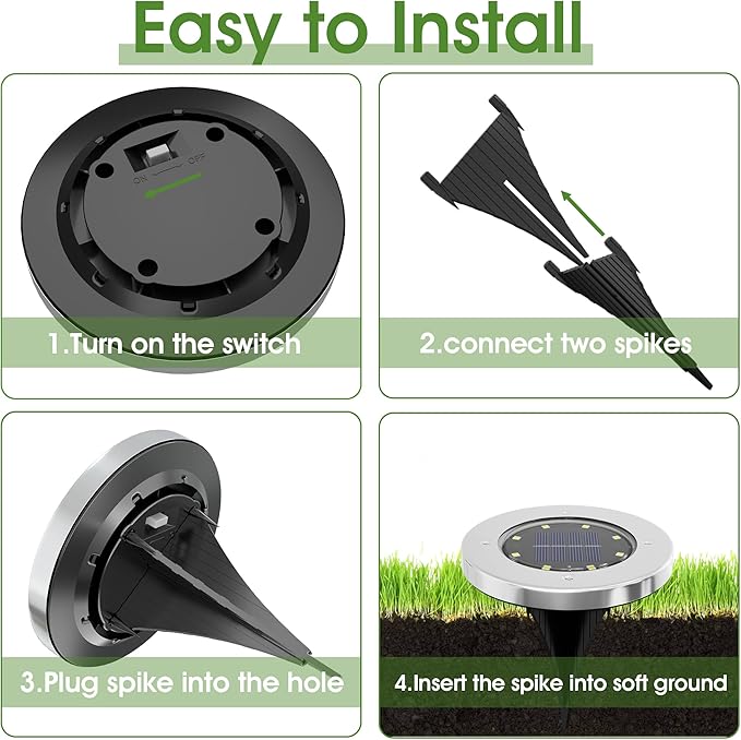 INCX Solar Lights for Outside, 8 Pack Solar Light Outdoor Waterproof, Garden - Image 4