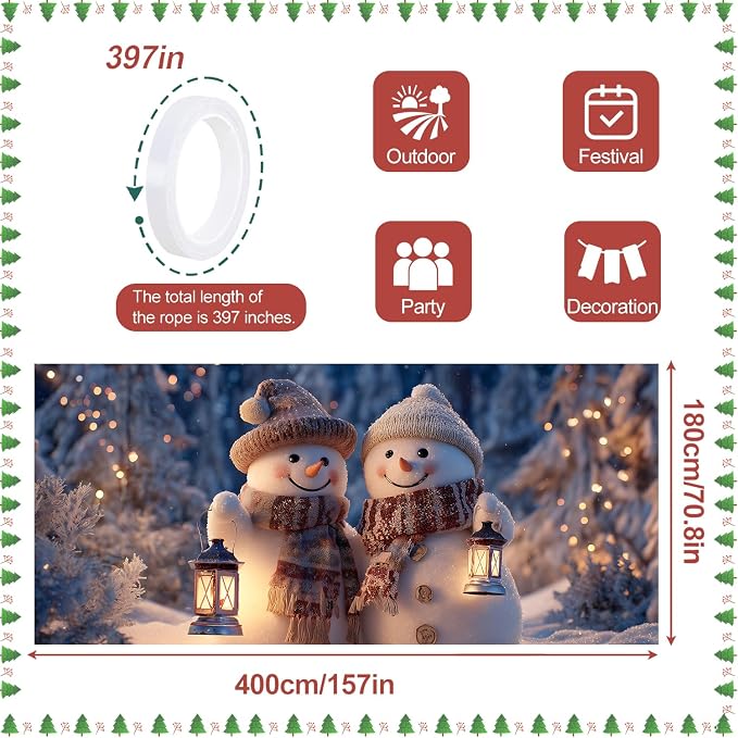 ANNA QUEEN Winter Garage Door Banner 6×13 FT, Smiling Snowman Couple - Image 3