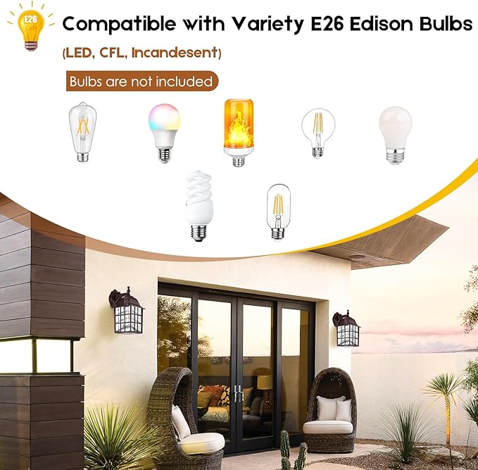 2-Pack Dusk to Dawn Outdoor Wall Light, Waterproof Exterior Wall Lantern - Image 5