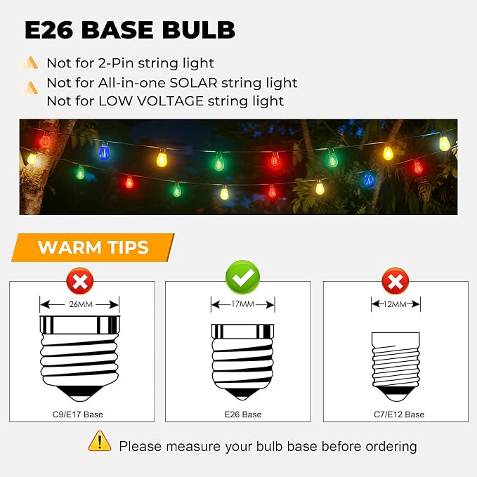 15 Pack S14 Colored LED String Light Bulbs, 1W Plastic Shatterproof Replacement - Image 3
