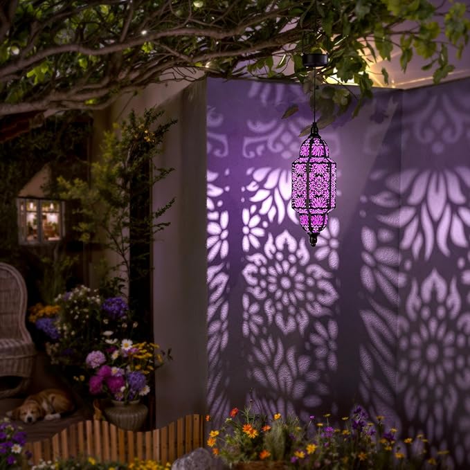 Twinkya 2 Pack Hanging Solar Lights Outdoor Garden Decorative Solar Lantern - Image 2