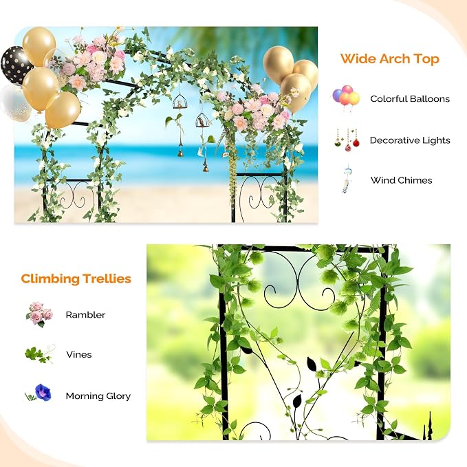 VINGLI Garden Arbor Arch, Wedding Arch Archway - Image 4