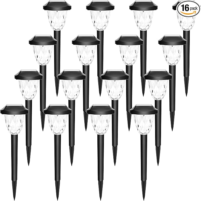 GIGALUMI 16 Pack Solar Outdoor Lights, Bright Solar Pathway Lights by GIGALUMI
