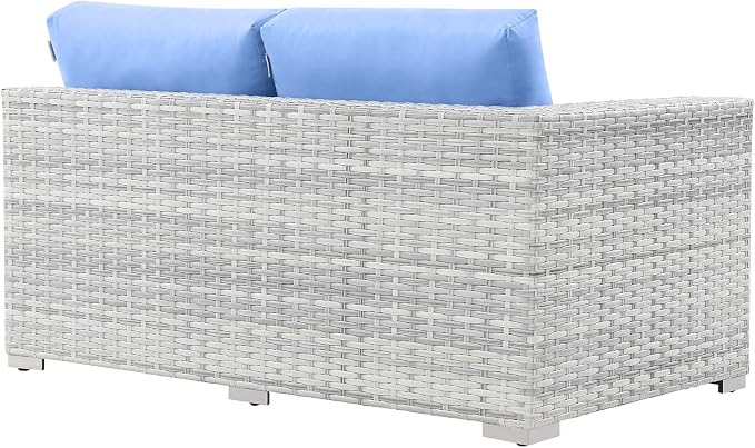 Modway Convene Wicker Rattan Outdoor Patio Right-Arm Loveseat in Light Gray - Image 5