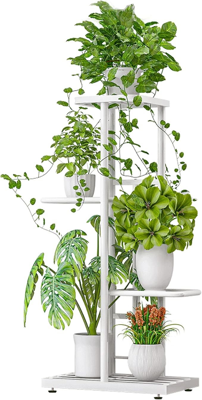 LINZINAR Plant Stand Indoor Outdoor Metal 4 Tier 5 Potted Multiple Flower Pot by LINZINAR