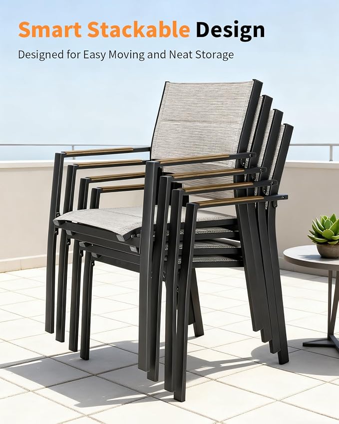 5 Pieces Expandable Patio Dining Set, Never-Rust Aluminum Outdoor Dining Table - Image 6