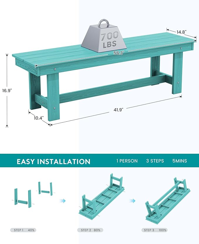 SERWALL Outdoor Dining Set for 6, HDPE Dining Furniture Set - Image 5