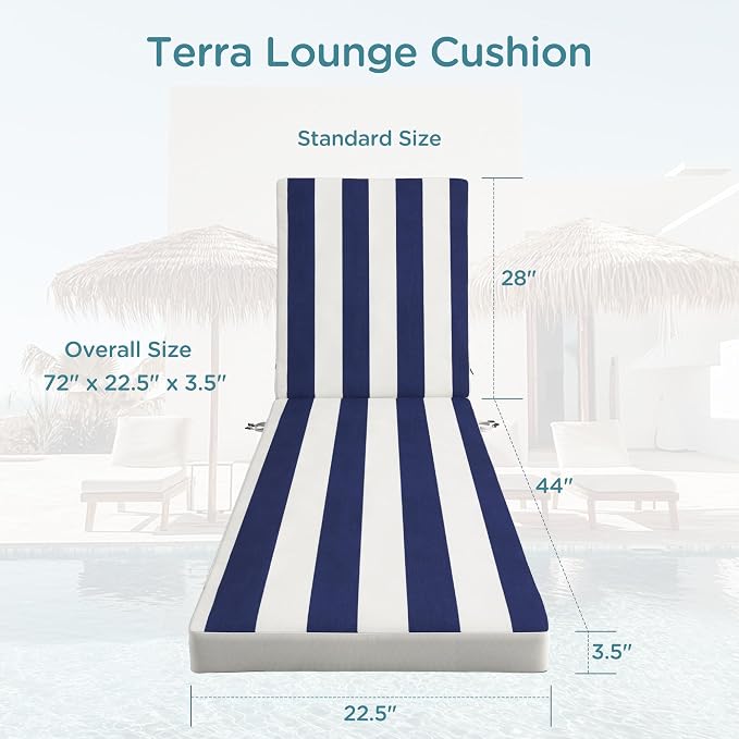 Codi Outdoor Lounge Chair Cushions, Chaise Cushion - Image 3