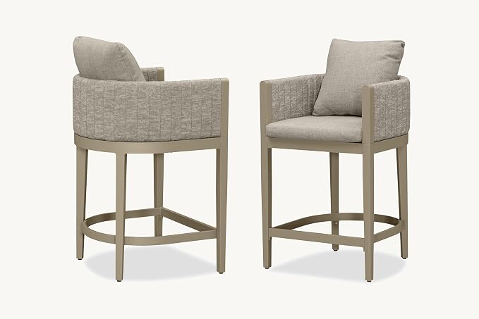 PURPLE LEAF Outdoor Counter Height Bar Stools Straight Leg Set of 4 Patio Bar by PURPLELEAF