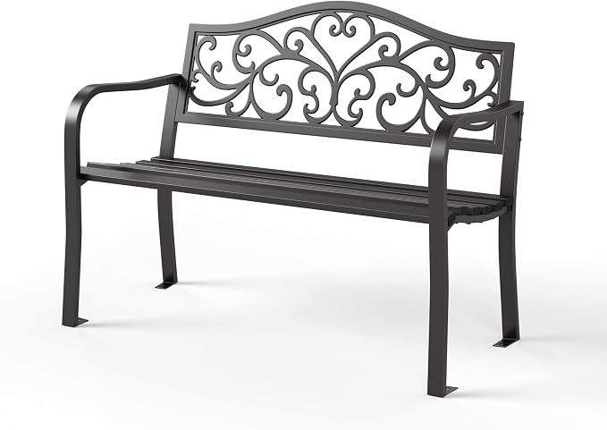 Sophia & William Outdoor Bench, Metal Garden Bench, Cast Iron Park Benches by SophiaWilliam