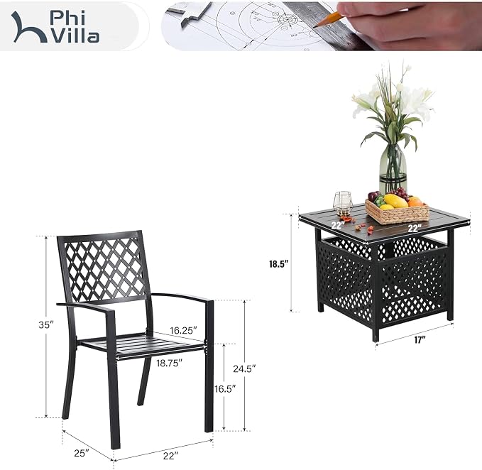 PHI VILLA 3 Piece Outdoor Bistro Set - Image 9