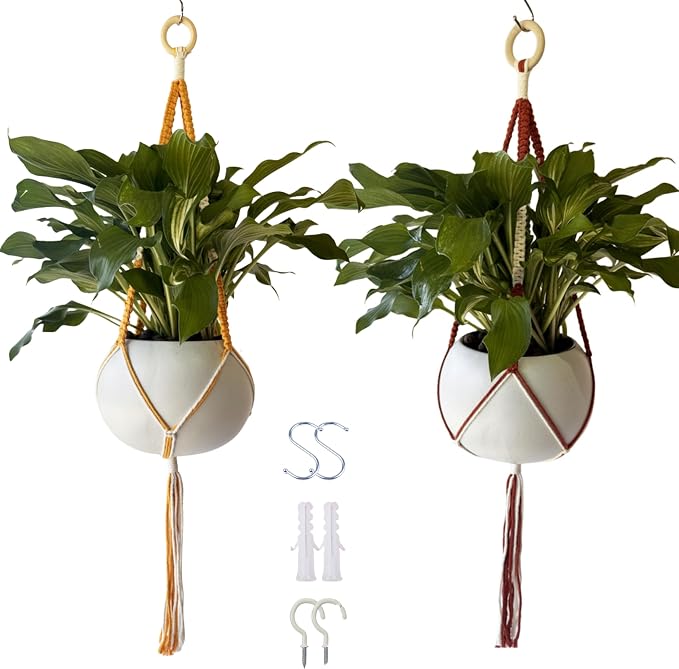 feedee 2 Pack Plant Hanger Indoor, Hanging Plant Holder, Macrame Plant Hangers - Image 8