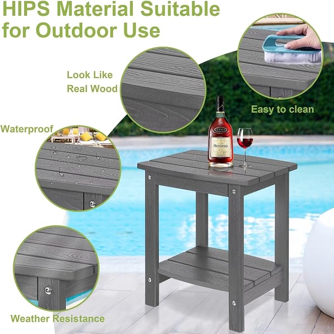 Y&M Outdoor Side Table, HIPS Adirondack Small Double Layer Table, Waterproof - Image 4